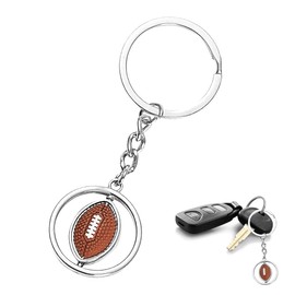 SGERUFZ Rotatable American Football Keychain 3D Design, Ultimate Gift for Football Fans and Players, for Sports Enthusiasts of All Ages (Silver-Colored)