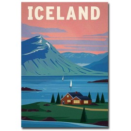 Iceland Vintage Travel Art Refrigerator Magnet Size 2.5" x 3.5"