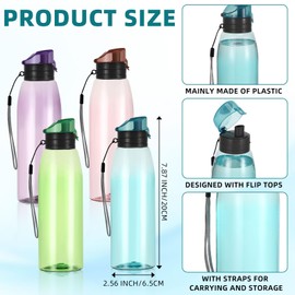 Uiifan 20-Piece Water Bottle Set - Clear Plastic 17 oz Sport Drink Bottles with Leakproof Flip Top for Travel, Gym, Camping, Hiking (Multi Color)