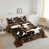 Cowhide Print Comforter Set King Size,Bull Skull Horseshoes Western Animals