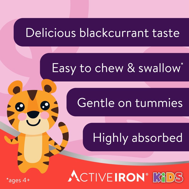 Active Iron Kids Chews, with Iron & Vitamin D, Blackcurrant