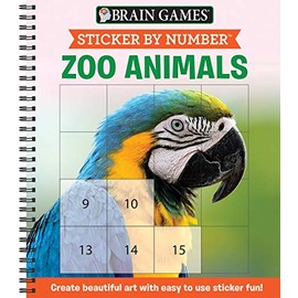 Brain Games - Sticker by Number: Zoo Animals (Easy - Square Stickers): Create Beautiful Art With Easy to Use Sticker Fun!