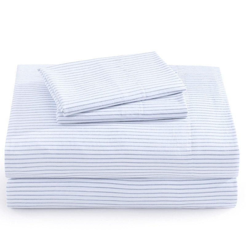 Casa Platino Bed Linen Set, Twin XL, Blue Stripes -