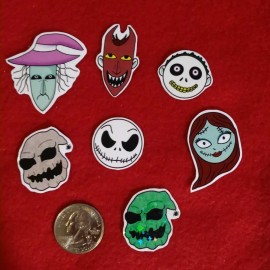 Custom Handmade Anime  Nightmare Horror Cartoon Christmas Stickers  Set of 7