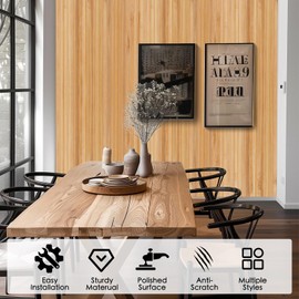 Bamboo Wall Panel for Interior Decoration Bamboo Pole Wrap Roll Natural Wainscoting Paneling Decorative Wall Slat Covering for Living Room, Kitchen, Bedroom, Office (48 Inch x 96 Inch, Carbonized)