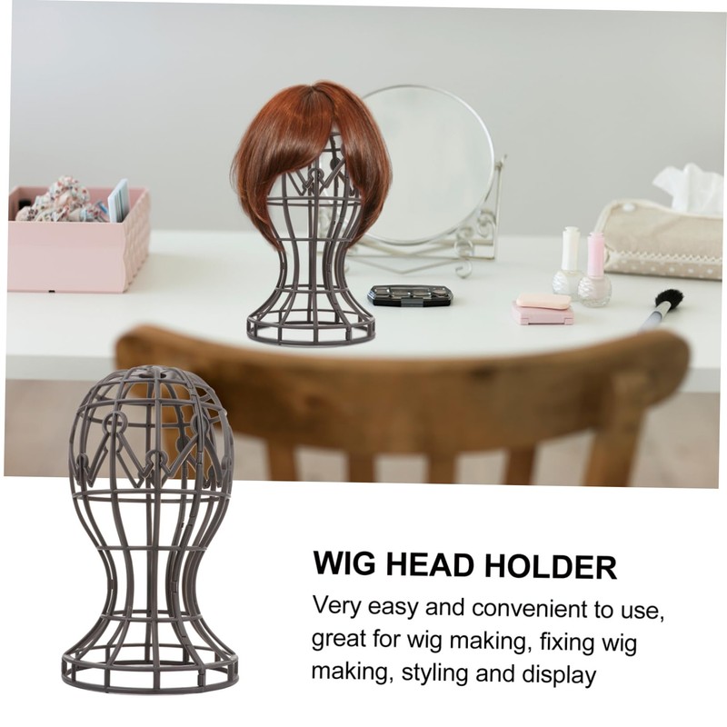 Healeved 2Pcs Plastic Wig Stand Holder for Displaying Wigs Travel-Friendly