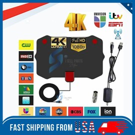 FixurCell 5600 Miles Digital TV Antenna Indoor HDTV Amplified Signal Booster 4K HD 1080P