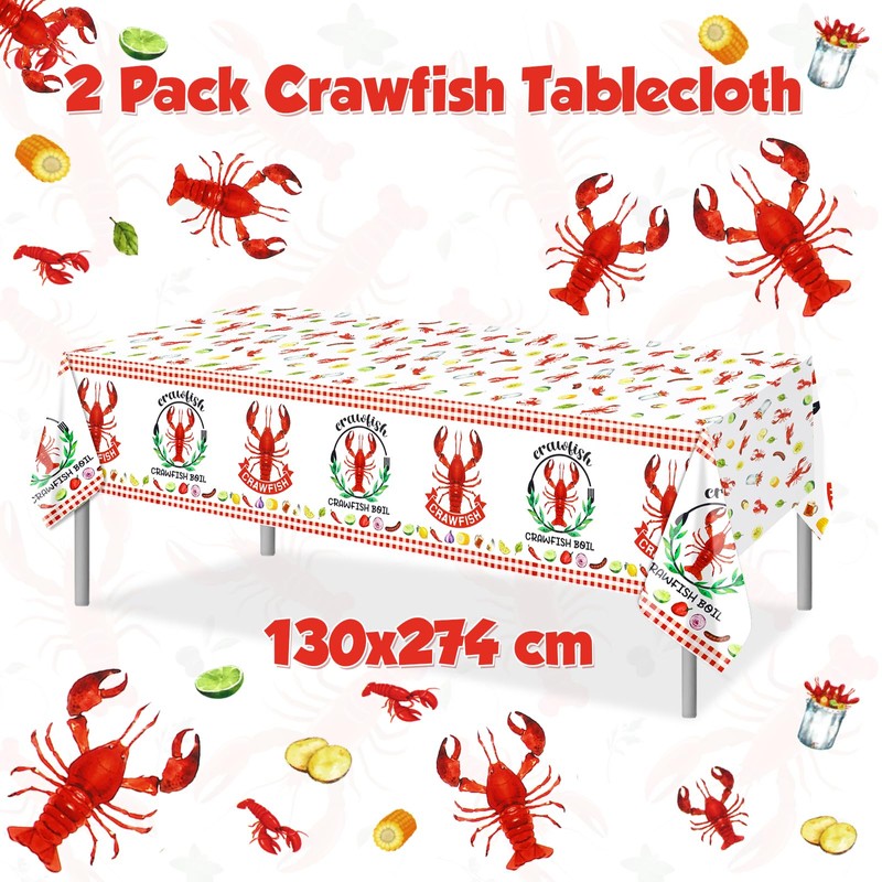 PHOGARY Lobster Tablecloth for Crawfish Boil Party Seafood Boil Party,
