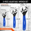 HORUSDY 3-Piece Adjustable Wrench Set (6/8/10 in), Wide Jaw Black