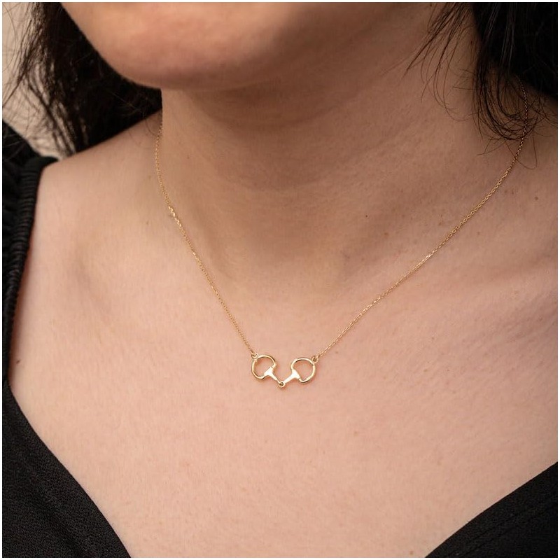 SIYOMONT Horse Necklace 14K Gold Plated Snaffle Bit Snaffle Bit