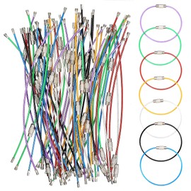 ZHENGYYUU Pack of 63 Key Ring Wire Rope Key Ring Colourful Stainless Steel Coloured Cable Key Ring Large with Twist Lock for Luggage Tag ID Tag Guardian, multicoloured