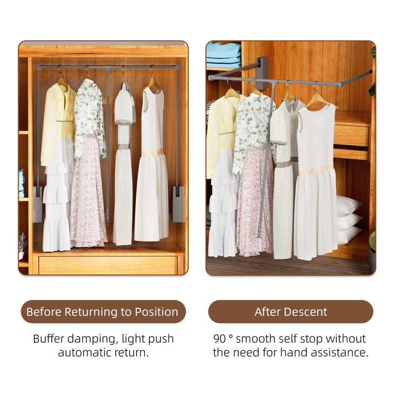 Nisorpa Pull Down Closet Rod for Hanging Clothes, 35-47 Inch