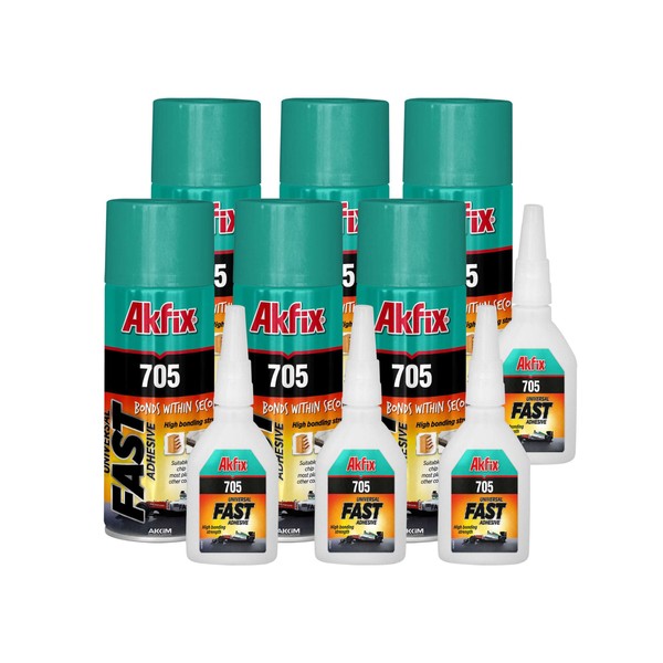 Akfix 705 Fast Adhesive CA Glue (6x3.50 oz.) with Activator