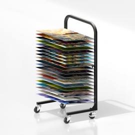 ztysn 20 Shelf Art Drying Rack for Classroom - Art Storage Organizer Rack with Lockable Wheels Large Paint Drying Rack for Art Studios，Metal/Black