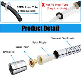 Shower Hose,118 inch Extra Long Stainless Steel Shower Head Hose for Hand Held Shower Heads, Replacement Hose with Brass Insert and Nut,Flexible and Durable with Plumber Tape (Chrome)