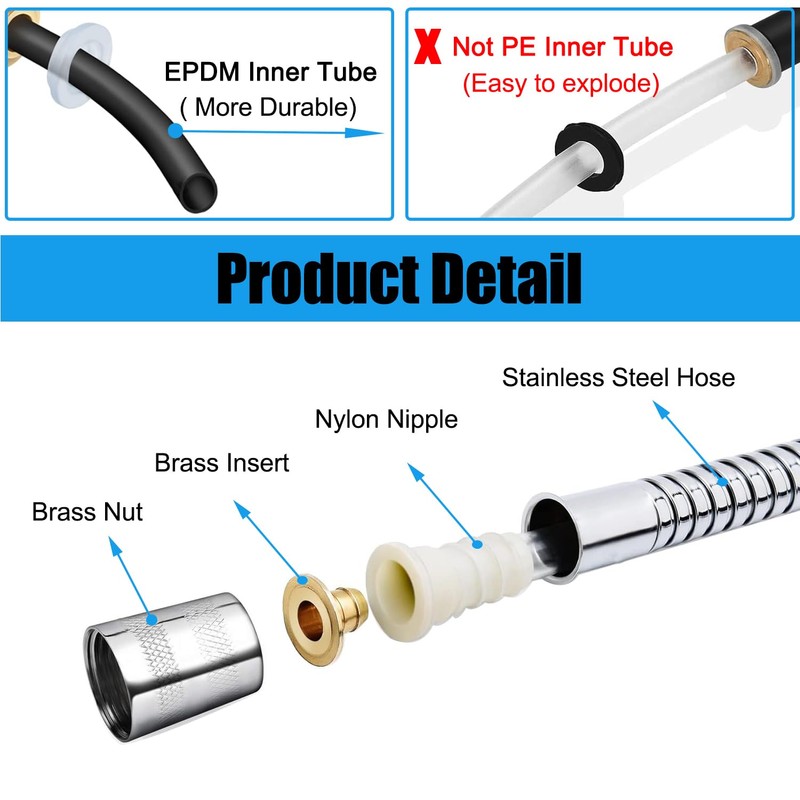 Shower Hose,118 inch Extra Long Stainless Steel Shower Head Hose