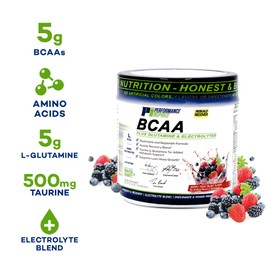 Performance Inspired Nutrition BCAA Powder – 5G BCAA with Electrolytes, Taurine & Glutamine – All-Natural & Clean – Muscle Recovery & Repair – Berry Fruit Blast – 1.39 lb