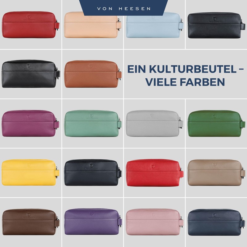 VON HEESEN Toiletry Bag Leather Toiletry Bag for Men and