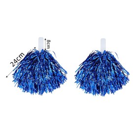 Pack of 2 Cheerleader Pompoms, Naisfei Cheerleader Pompoms, Sports Pompoms, Cheers Ball Pompoms, Metal Foil Pom Poms Dance Pom for Dance Party, Sports, Competition, Team Ghost (Blue)