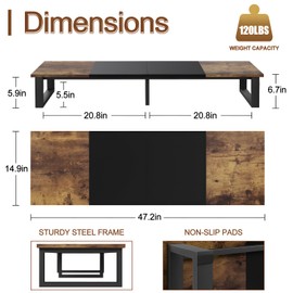 aboxoo 47" TV Riser for 32-60 inch TV, TV Riser Stand Shelf, Tabletop TV Stand Riser, Computer Monitor Table for Home Living Room, Study Office (Brown)