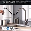 WEWE Black Stainless Kitchen Faucet with Pull Down Sprayer, Single