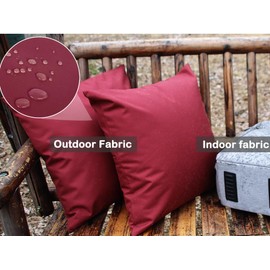 Sigmat Waterproof Outdoor Pillow Covers Fade Resistant Decorative Throw Pillowcases for Patio, Sofa and Chair Set of 2, 20x20 Inch, Burgandy