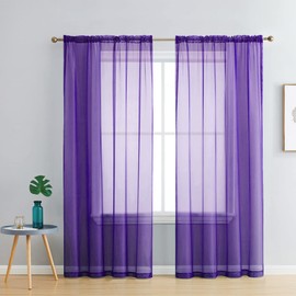 Set of 2 Luxton Lavender Purple Voile Sheer Curtains Rod Pocket 140x213cm Sheers Curtain Purple for Window Decoration (Lavender Purple)
