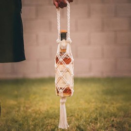 Celsitudo Hand-woven wine storage bag, Bohemian wine hanging bag, Bottle bag, Tote bag, 26 inch (Wine Storage Bag White + Red)