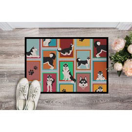 Caroline's Treasures MLM1114JMAT Lots of Siberian Husky Doormat 24x36 Front Door Mat Indoor Outdoor Rugs for Entryway, Non Slip Washable Low Pile, 24H X 36W