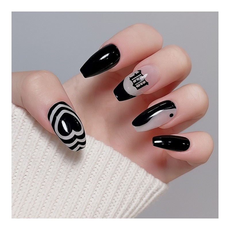 Checkerboard handmade nail tips / 체크보드 수제네일팁