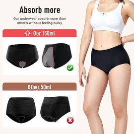 Incontinence Underwear for Women 150ml High Absorbent Leak Proof Underwear Washable Women’s Incontinence Briefs for Women Incontinence Postpartum Leakage Protective Panties 2pcs-M