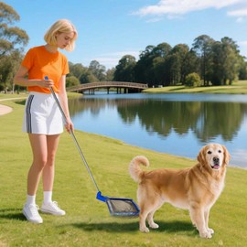 Niubility Portable Dog Poop Catcher on Walk, 38" Stainless Steel Extendable Handle, Foldable Pet Pooper Scooper with Lock Button, Outdoor Pet Waste Picker Fits for Small or Large Dogs Cats.