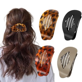 Hair Clip Large Set of 4, Flat Hair Clips, Duckbill Hair Clip, Women's Non-Slip French Hair Clips, Flat Claw Clip for Thick and Thin Hair (Leopard)
