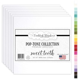 Cardstock Warehouse Pop-Tone Sweet Tooth White Cardstock Paper – 25 Sheets, 12 x 12" – 100 lb / 270 GSM Premium White Card Stock for Die-cutting, Crafts, Scrapbooking, Card Making and DIY Projects