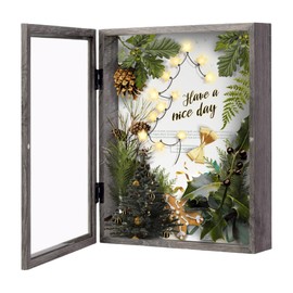 Muzilife 8x10 Shadow Box Picture Frame - 2.16" Deep Wood & Glass Display Case Ready to Hang Memory Box Baby Sports Memorabilia, Pins, Awards, Tickets, and Photos (Texture Gray)