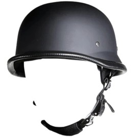EXCELSIOR German Novelty Flat Black Helmet With Q-Release Skull Cap Skid Lid - XL