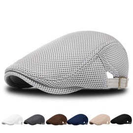 AUNGKWANG Men's Peaked Cap, Unisex Beret Hat, Breathable Mesh, Sun Hat, Headwear Men's Summer, Flat Cap, Men's Summer, Adjustable, lightgrey