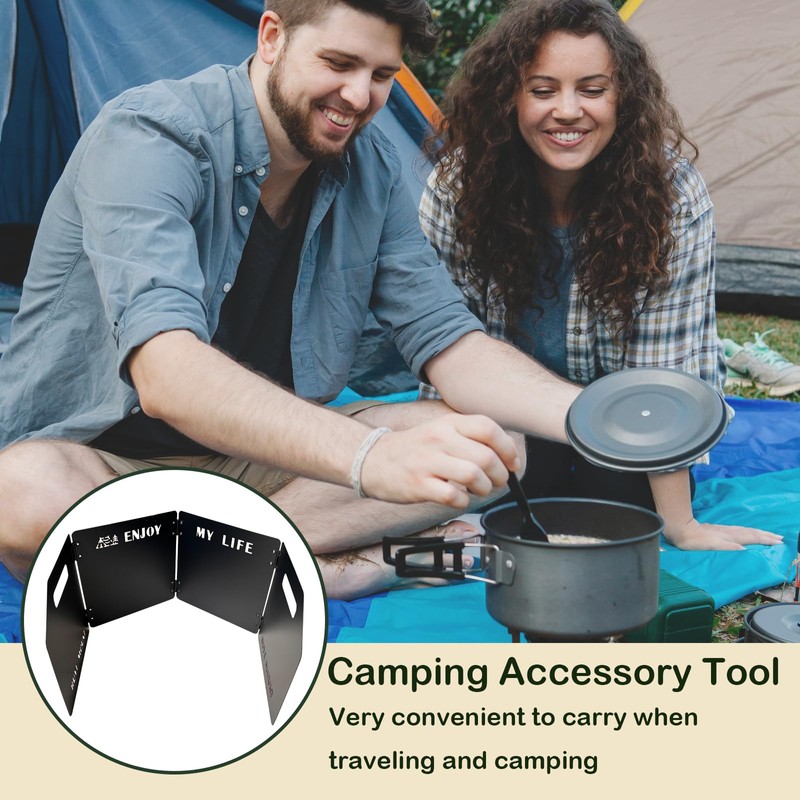 KeoPuals Stove Windscreen - Folding Camping Stove Windshield 4 Plates