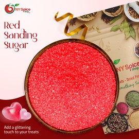 NY Spice Shop Valentine Red Sprinkles Sanding Sugar - 8 Ounce Mix Red Sprinkles for Holiday Dessert Decoration - Baking Decoration For Valentine’s Cupcakes Cookies Cakes & Dessert Toppings