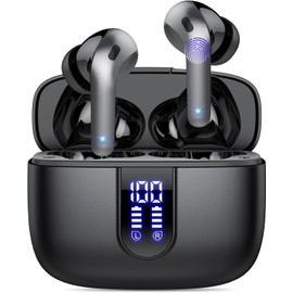 Lekaby Bluetooth Headphones, Wireless Bluetooth 5.3 In-Ear HiFi Stereo with ENC Mic, 40 Hours Wireless Headphones with LED Display, IP7 Waterproof Earphones for Work Travel