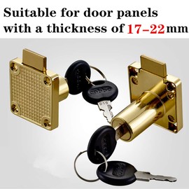 CT-138-22 Cabinet & Door Lock Set - Letter Box Lock, 0.75 inch / 20MM, Suitable for 17-22mm Panel Thickness. 1 Set [Gold]