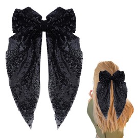 Gold Glitter Bow Tie Big Sequin Hair Bows for Women Girls Bow Hair Clip for Hair Styling Accessories Bowknot Hair Pin for Christmas Accessories Large Sparkly Bow Knot Hairpin for Birthday Xmas