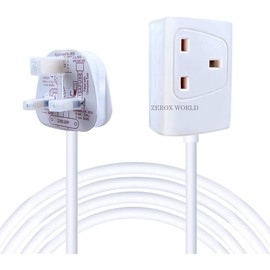 LUXE DIVA 1 Way Gang Single Socket Mains Power Extension Lead 13A UK 3Pin Plug (5M, White)