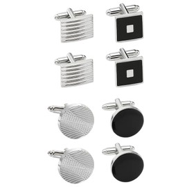 4 Pairs Cufflinks for Men, Elegant Cuff Links Set for Wedding Business Graduation, Alloy Cufflinks for Formal Occasions