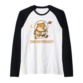 Snackstronaut Space Hamster Galactic Cookie Cruncher Raglan Baseball Tee