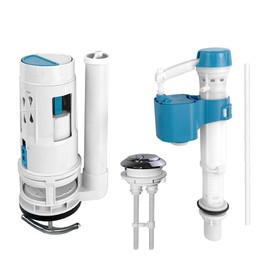 Ulinlo Pouly 2-Inch Dual Flush Valve Replacement Kit for One-Piece Toilets - Includes 2.2" Threaded Button, 8.2" Flush Valve & Fill Valve - Fits 10-13.5" Tanks with 2.56-2.76" Drain Holes