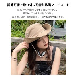 Lizihengpi Women's UV Protection Hat, Sun Protection Hat, UV Protection, Outdoor, Sweat Absorbent, Small Face, Summer, Wide Brim Hat, Mountain Climbing, Men's Bucket Hat, Black