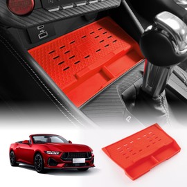 FDAIUN Wireless Charging Protective Pad for Ford Mustang 2024-2025 Silicone Material Center Controls Cell Phone Automobile Pads Mats (Red)