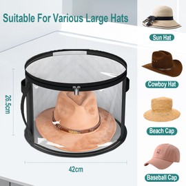 Clear Hat Storage Bag, Holds up to 7 Caps Cowboy Hat Organizer (Black)
