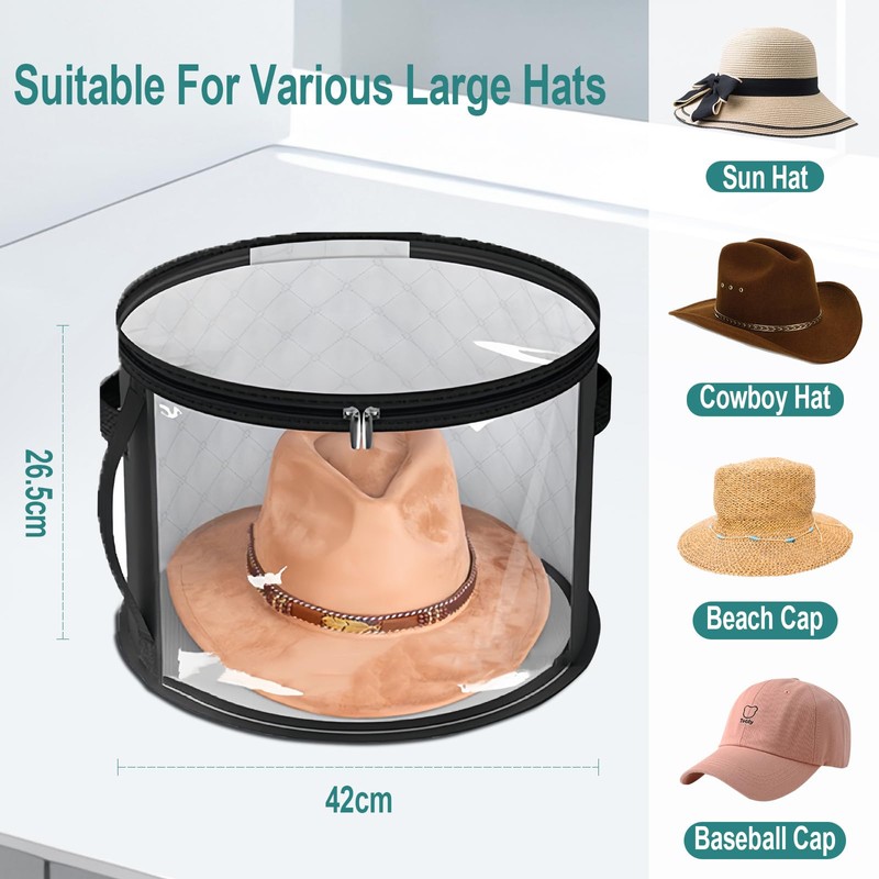 Clear Hat Storage Bag, Holds up to 7 Caps Cowboy